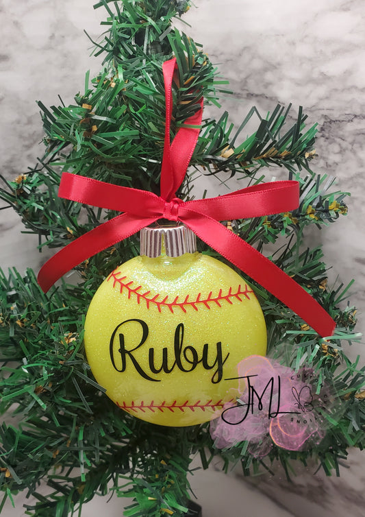 Softball Christmas Ornament